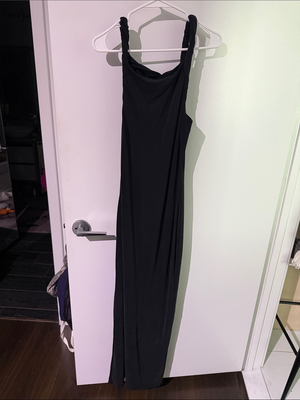Good American Black Sleeveless Cowl-Neck Maxi Dress